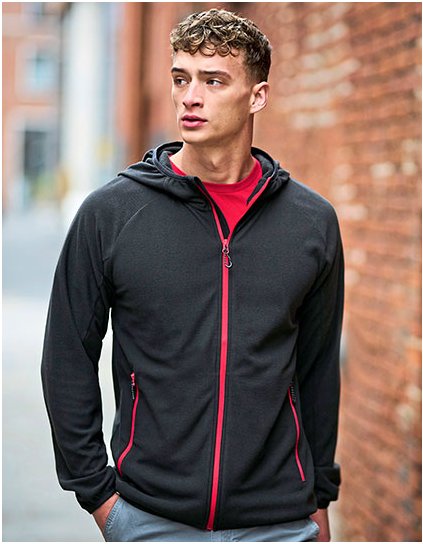 Navigace Fleece s kapucí a zipem (Barva Black, Velikost S)