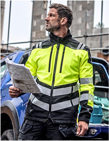 Hi-Vis X-Pro 3vrstvá softshellová bunda (třída 2) (Barva Black, Velikost S)