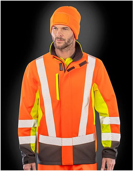 Recyklovaná 3vrstvá 3barevná bezpečnostní softshellová bunda pro tisk (Barva Fluorescent Yellow, Velikost S)