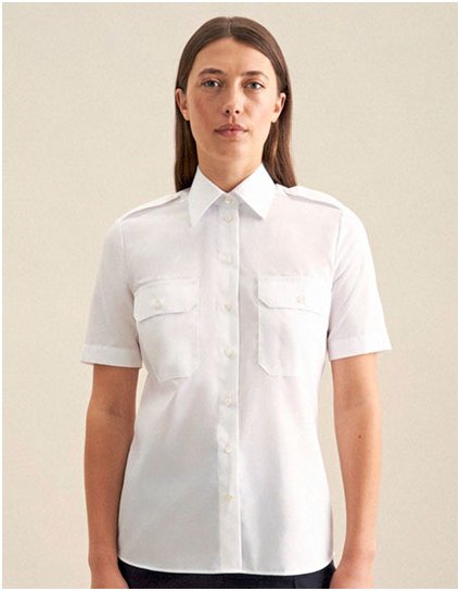 Dámská pilotní halenka Regular Fit s krátkým rukávem (Barva White, Velikost 34)