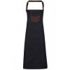 Division Waxed Look Denim Bib Apron With Faux Leather  G_PW136