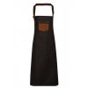 Division Waxed Look Denim Bib Apron With Faux Leather  G_PW136