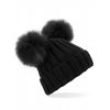 Faux Fur Double Pop Pom Beanie  G_CB414