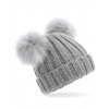 Junior Faux Fur Double Pom Pom Beanie  G_CB414B