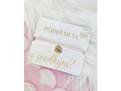 Šňůrkový náramek se jménem pro svědkyně/družičky - zlatá