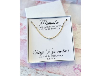 Náhrdelník "hádek" s perličkou - zlatá ocel