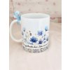 Hrnek s květinovým potiskem žádost pro svědkyni/družičky modrá