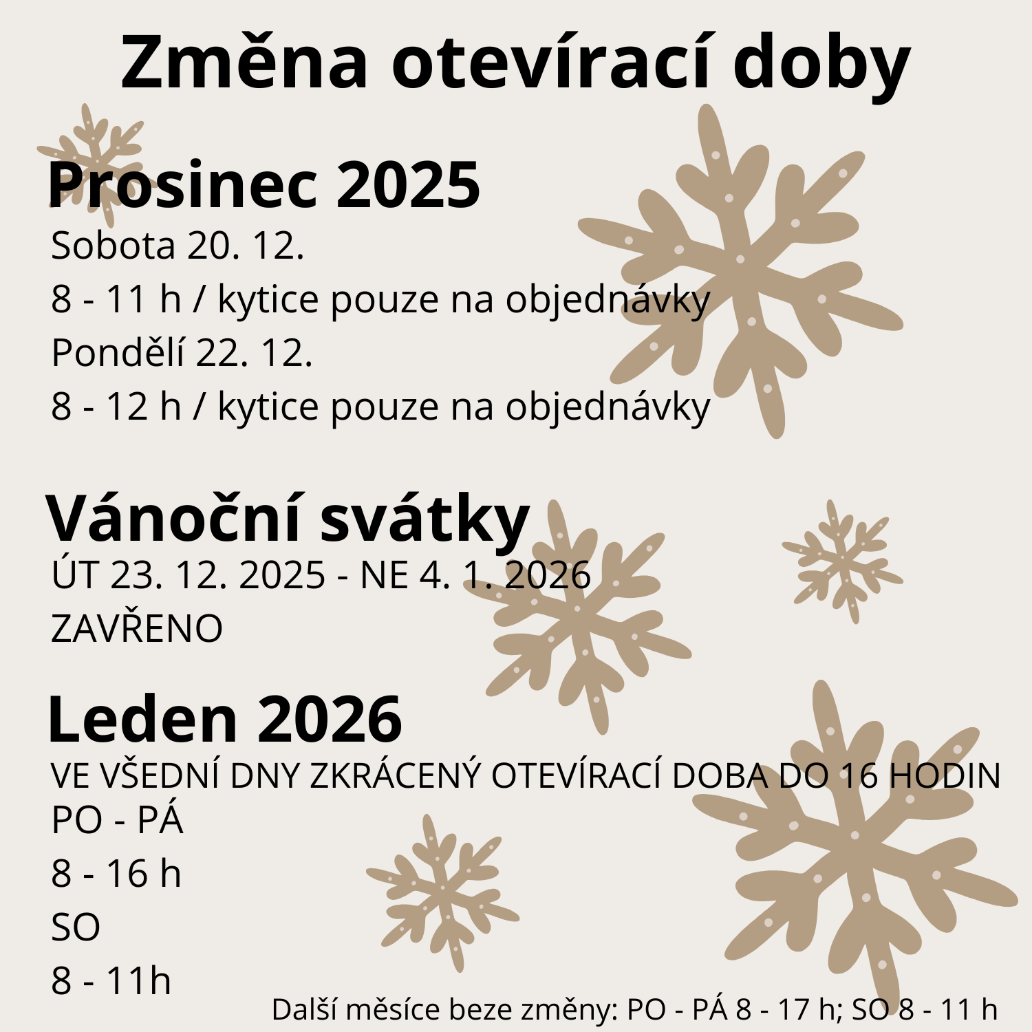 Změna otevírací doby