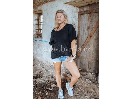 Mikinová trička ReLa (Barva Černá, Velikost OVERSIZE)