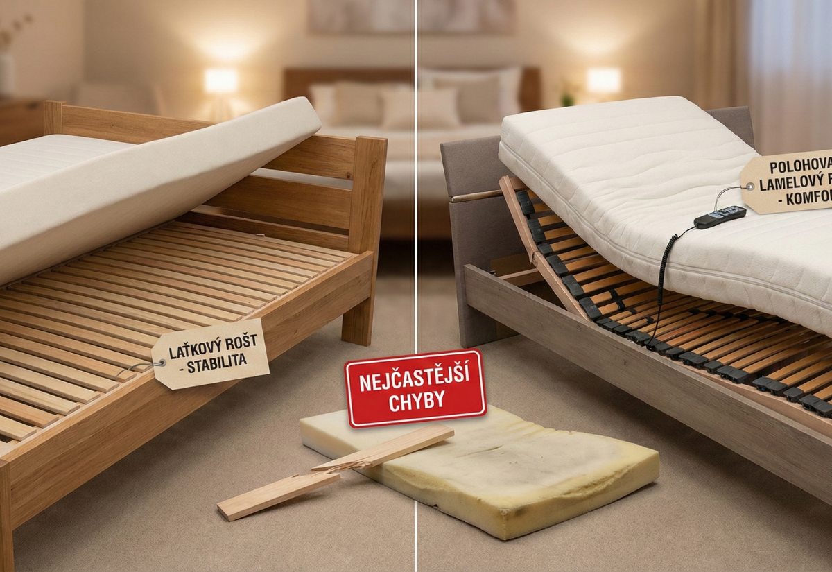 Jak vybrat rošt k matraci: lamelový vs. laťkový, polohování, nosnost a nejčastější chyby