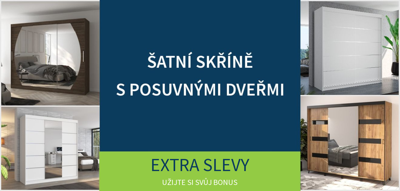 Šatní skříně s posuvnými dveřmi nyní s extra slevou a dopravou zdarma