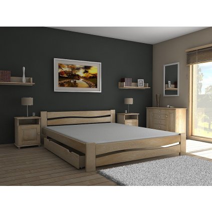 Postel ONDRA - 140x200 (Laťkový rošt Laťkový rošt / 70x200 cm 2 ks - 14 lamel, Moření postele Moření postele / Bílá barva)