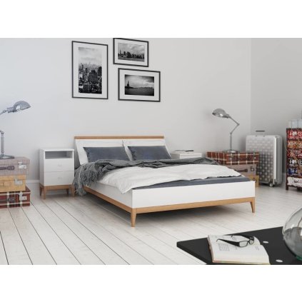 Manželská postel Livia v přírodním buku