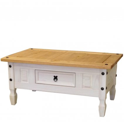 Bílý konferenční stolek Cora 1S - masiv borovice