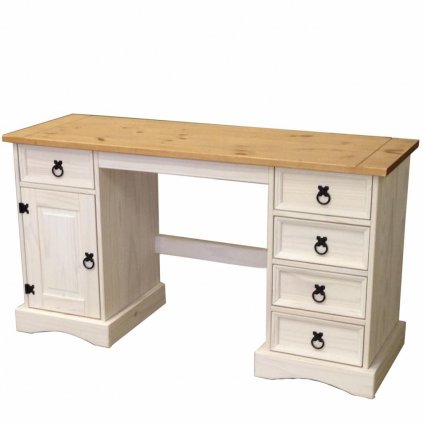 Bílý psací stůl Cora - masiv borovice