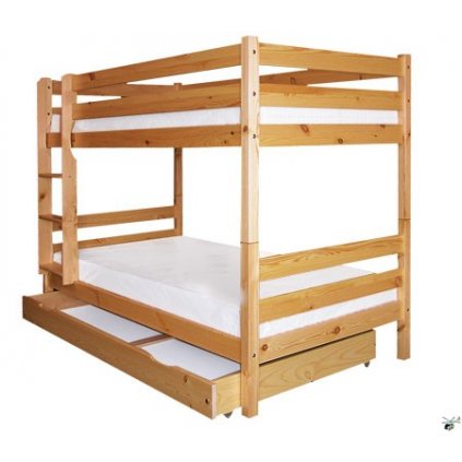 Patrová postel 127 (Laťkový rošt Laťkový rošt / 90x200 cm 2 ks - 14 lamel, Moření postele Moření postele / borovice)