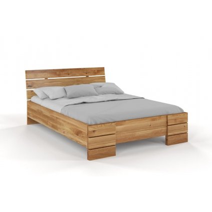 Dubová postel Sandemo - zvýšená - bezbarvý lak