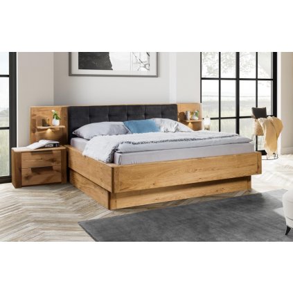 Dubová postel Denver s úložným prostorem + matrace