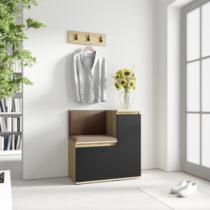 Předsíňová stěna Emi 30 - dub/černá - Trinity 07