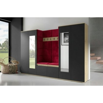 Předsíňová stěna Emi 10 - dub/černá - Trinity 24