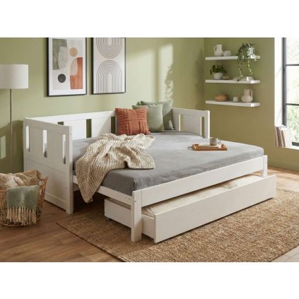 Rozkládací postel Relax - bílá masiv