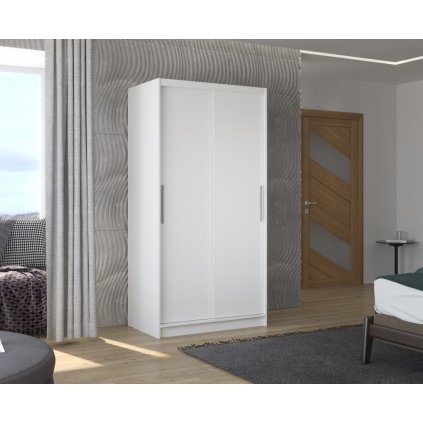Šatní skříň s posuvnými dveřmi Collin - 100 cm - bílá