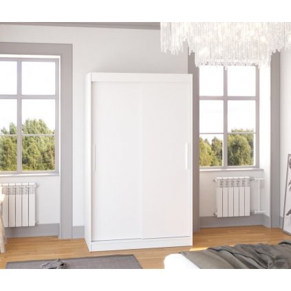 Šatní skříň s posuvnými dveřmi Collin - 120 cm - bílá