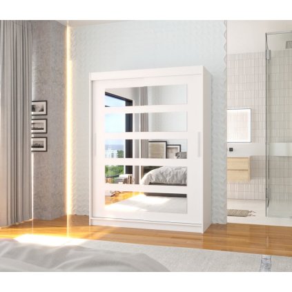 Šatní skříň s posuvnými dveřmi Murani - 150 cm - bílá