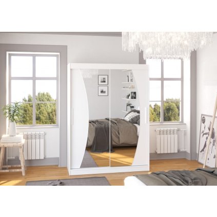 Šatní skříň s posuvnými dveřmi Modesto - 150 cm - bílá
