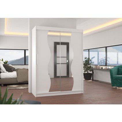 Šatní skříň s posuvnými dveřmi Renzo - 150 cm - bílá