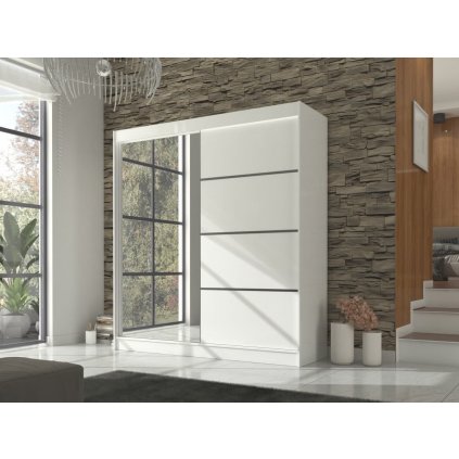 Šatní skříň s posuvnými dveřmi Gilton - 200 cm bílá