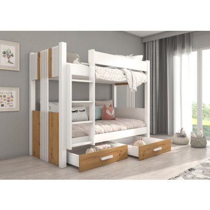 Patrová postel Arta - 90x200 cm bílá/artisan