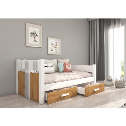 Dětská postel Bibi s úložným prostorem - 90x200 cm bílá/artisan