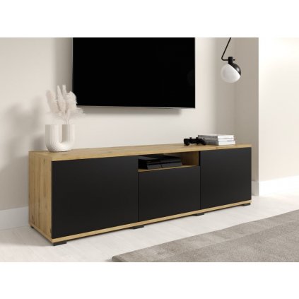 TV stolek Logan 150 cm - dub Artisan/Černá