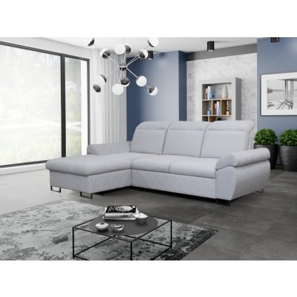 Rozkládací sedací souprava do L - Santana - světle šedá