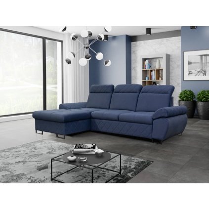 Rozkládací sedací souprava do L - Santana - modrá