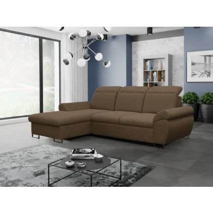 Rozkládací sedací souprava do L - Santana - hnědá