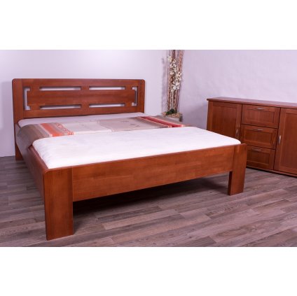 Buková zvýšená manželská postel NAOMI SUPRA - (ZAOBLENÁ) (Rozměr 160x200, Moření HP Antracit)
