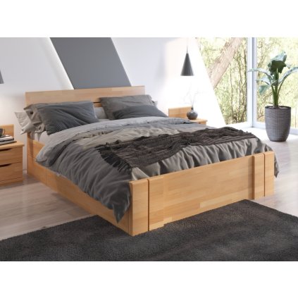 Buková zvýšená postel s úložným prostorem Arhus Drawers