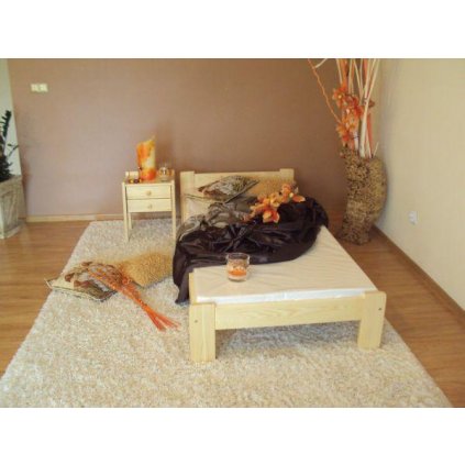 Postel Mikuš 1 - 80x200 (Laťkový rošt Laťkový rošt / 80x200 cm 1 ks - 14 lamel, Moření postele Moření postele / Bílá barva)