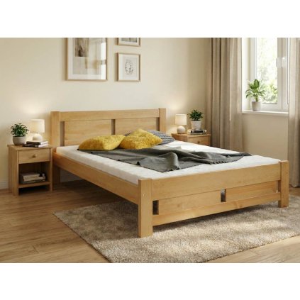 Manželská postel Kony v odstínu olše – čelní pohled v moderní ložnici