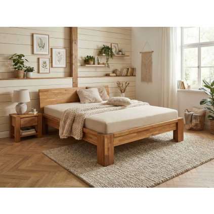 Masivní dubová postel Montana Rustika