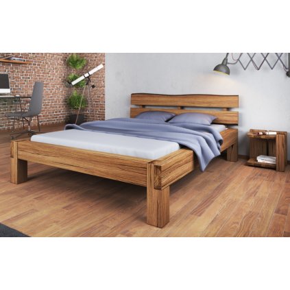 Dubová manželská postel Alto (Laťkový rošt Laťkový rošt / 90x200 cm 2 ks - 16 lamel, Rozměry - později smazat Rozměry / 180x200 cm)