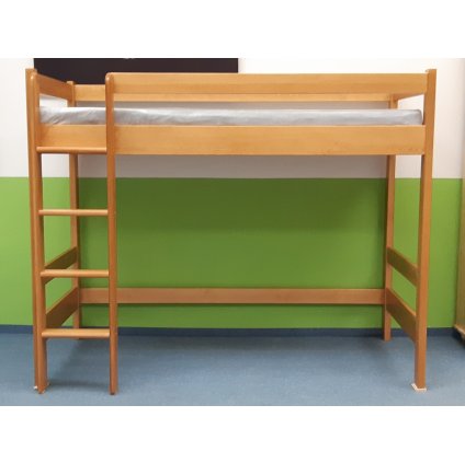 Patrová postel horní spaní Max 90x200 - borovice (Laťkový rošt Laťkový rošt / 90x200 cm - 16 lamel, Moření postele Moření postele / Bílá barva)
