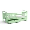 Dětská postel Kubuš 2 v zeleném odstínu – přední záběr s výsuvným šuplíkem