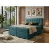 Manželská čalouněná postel v tyrkysové barvě