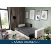 Rohová rozkládací sedací souprava s úložným prostorem Newark  rozklad