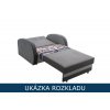 Rozkládací pohovka Tola – šedá varianta s motivem kočky rozložená na postel