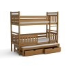 Patrová postel pro tři Pinokio v dekoru dub – dřevěná třílůžková postel s přistýlkou a zásuvkami
