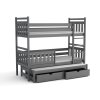 Patrová postel Pinokio v barvě grafit – moderní třílůžková dřevěná postel s přistýlkou